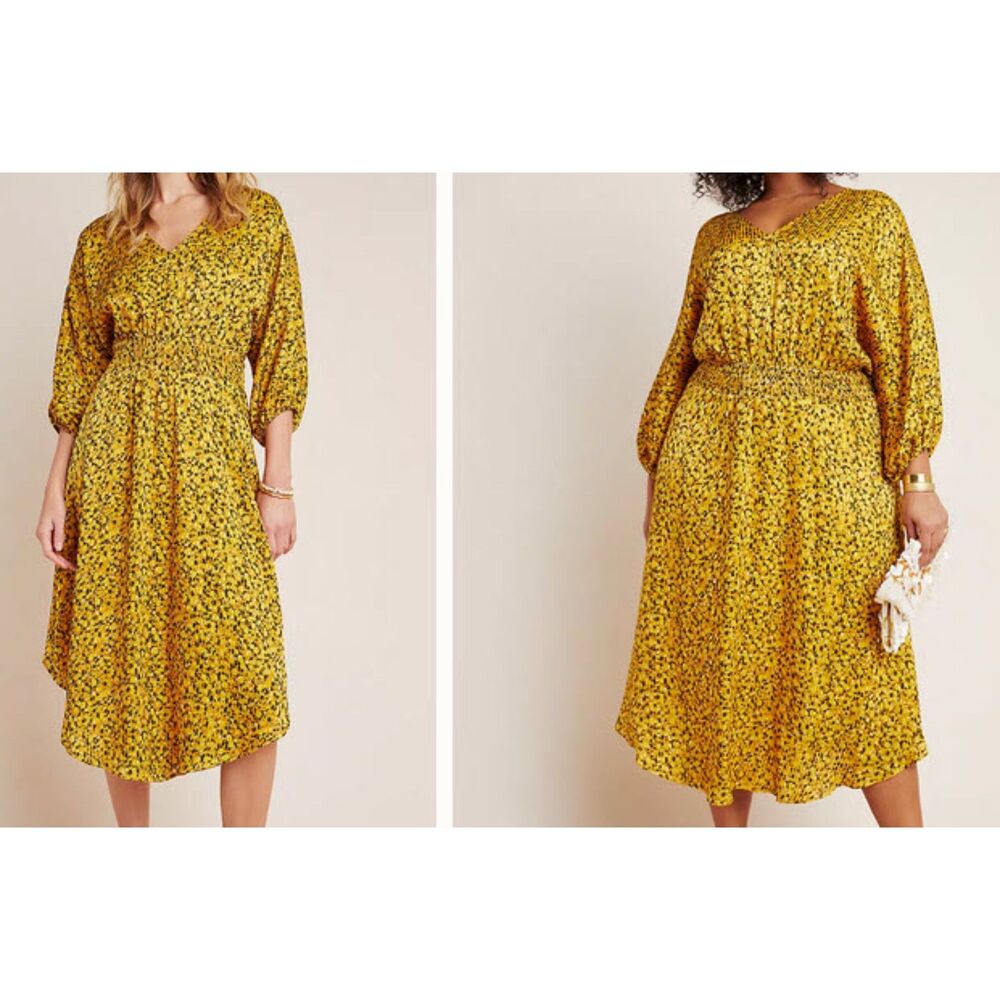 Anthropologie | Marigold Midi Yellow and Black Dolman Sleeves | Sz S